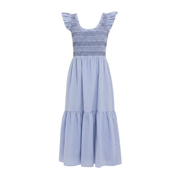 POMANDER PLACE Blue Seersucker Smocked Maxine Dress Size XS NWT - Picture 8 of 8